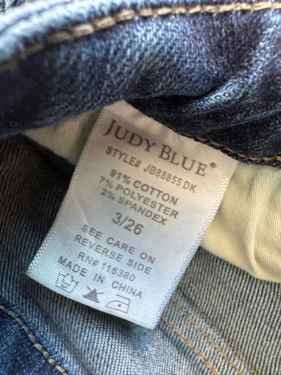 Judy Blue High Waist Tummy Control Contrast Flare Denim sz 26 - Picture 6 of 13